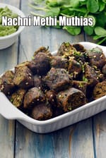 microwave nachni muthia |  ragi methi muthia | spinach methi muthia |