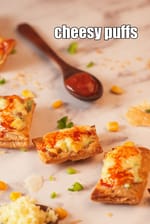 cheesy puffs recipe | baked khari biscuits with cheese | Indian style cheese khari snack |