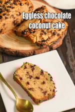 Eggless chocolate coconut cake recipe | Indian style coconut chocolate tea cake | chocolate coconut loaf cake |