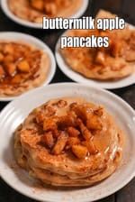 buttermilk apple pancakes recipe |  eggless buttermilk whole wheat pancakes | Indian style apple pancake with buttermilk |