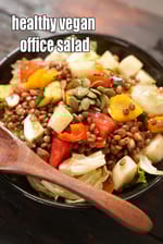 healthy vegan office salad recipe | grilled vegetables, masoor dal and lettuce salad | one dish meal Indian salad |