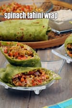 spinach tahini wrap recipe | healthy spinach wrap Indian style  | spinach wrap with tahini spread | healthy spinach roll for diabetes, heart, fatty liver |