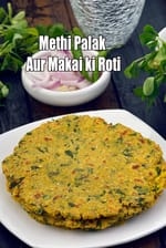 methi palak makai ki roti | maize flour spinach roti for diabetics, heart, weight loss, fatty liver, kidney | fenugreek spinach corn roti | healthy gluten-free roti |