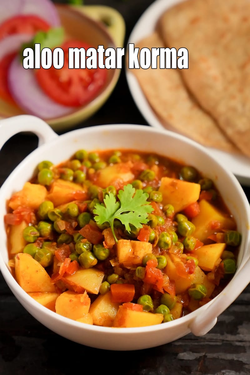 Aloo matar korma recipe | Punjabi aloo matar korma | potatoes and peas curry |  | Tarla Dalal