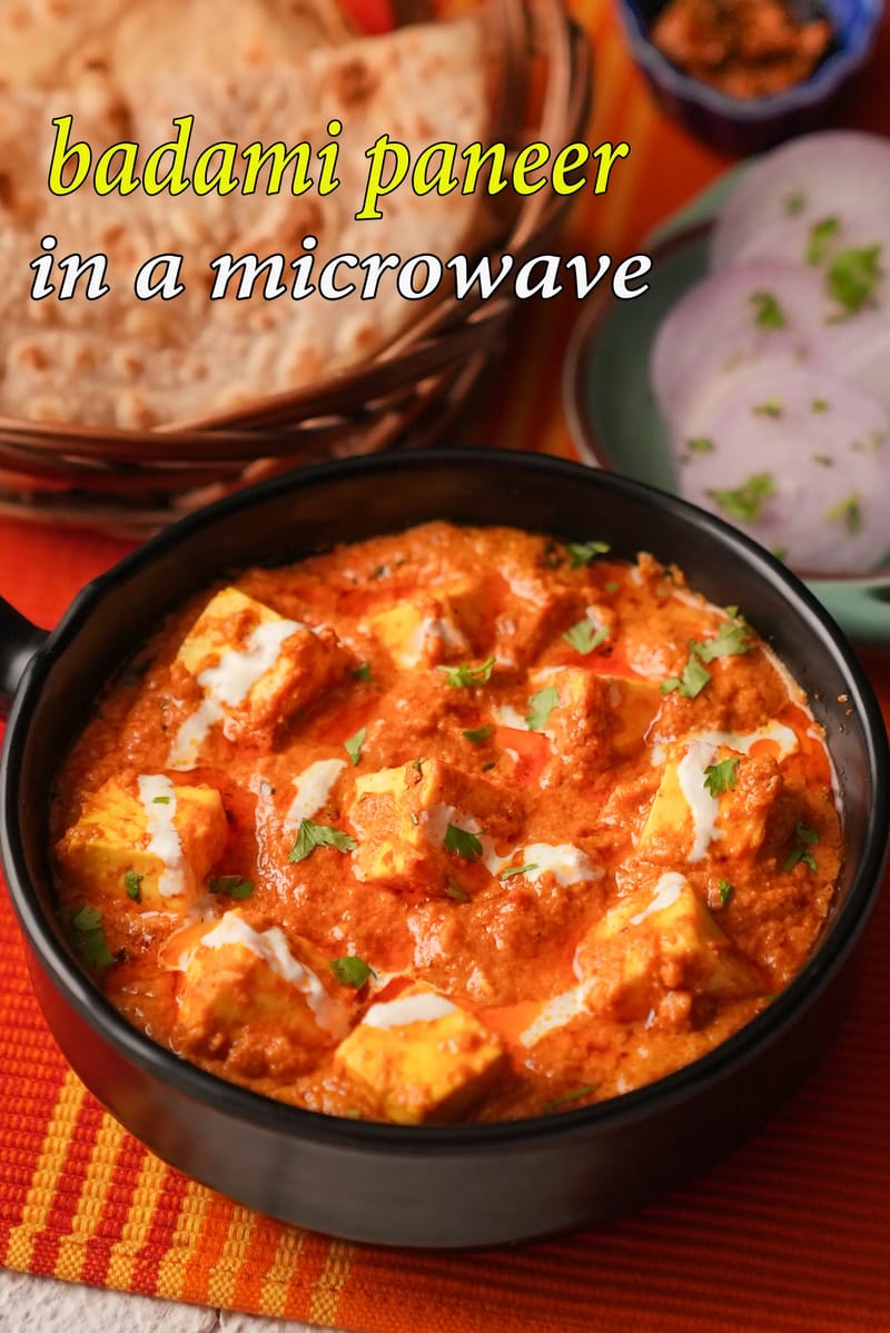 Badami paneer in a microwave recipe | microwave badami paneer sabzi | paneer badami curry | | Tarla Dalal