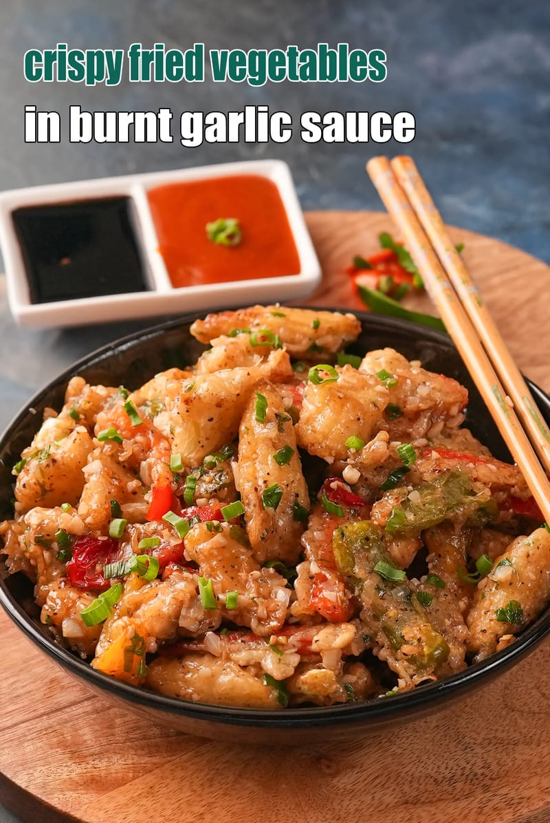 Crispy fried vegetables in burnt garlic sauce recipe | veg crispy in butter garlic sauce | Indo Chinese crispy veggies in butter garlic sauce | | Tarla Dalal