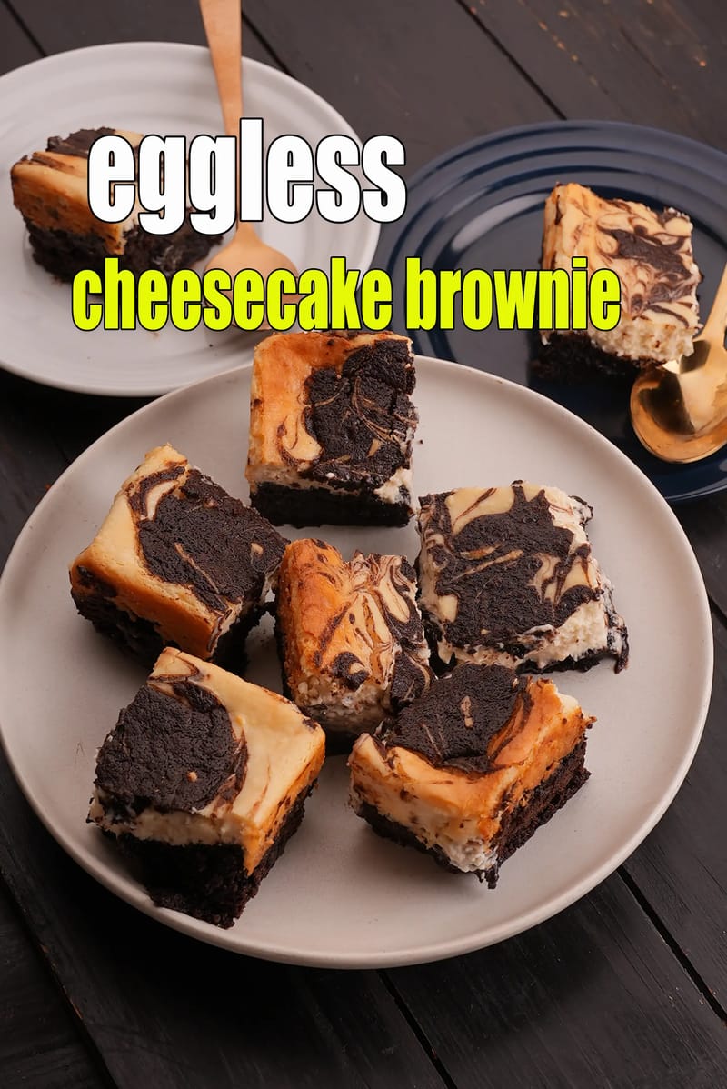 Eggless cheesecake brownie recipe | chocolate cheesecake brownie | Indian style cheesecake brownies | | Tarla Dalal