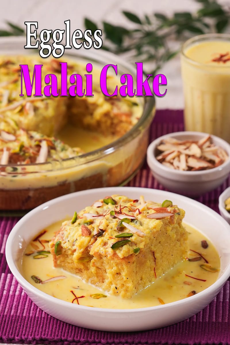 Eggless malai cake recipe | Indian style milk cake | milk tres leches cake | | Tarla Dalal