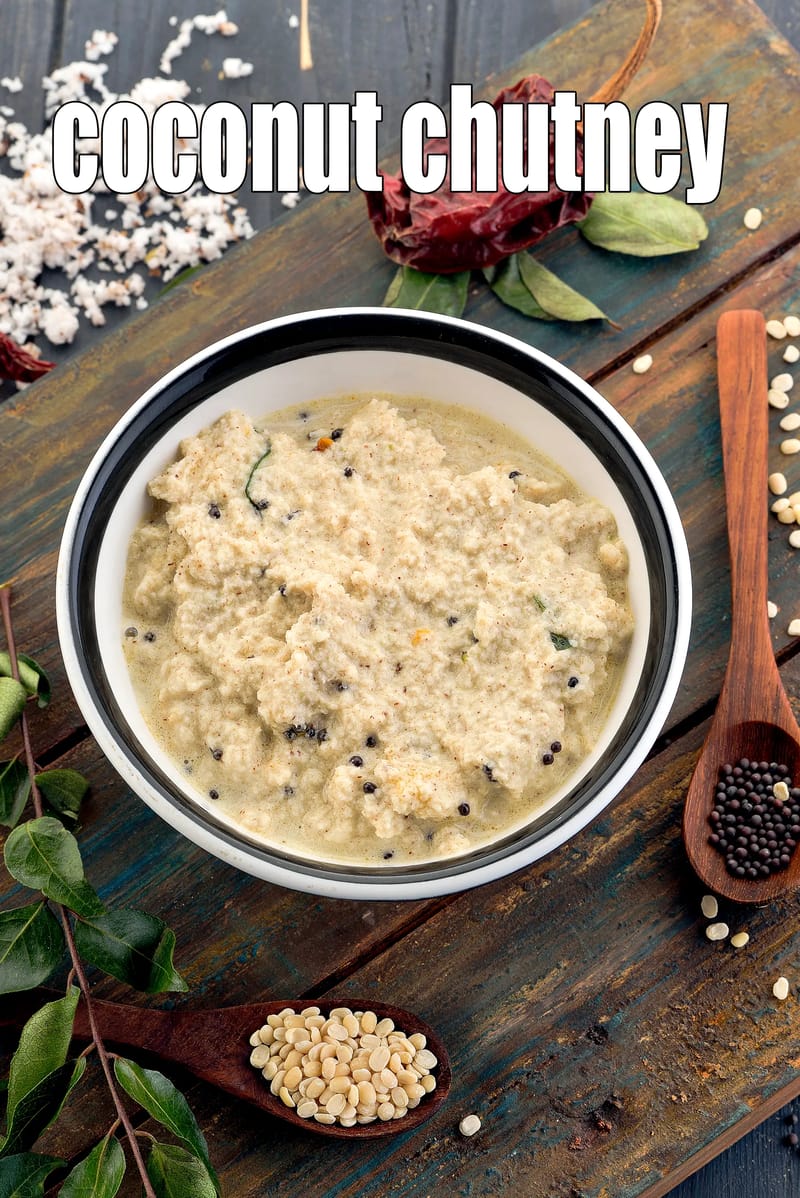 Coconut chutney recipe | thangai chutney | coconut chutney 6 varieties | coconut chutney for idli, dosa, uttapa | nariyal chutney | Tarla Dalal