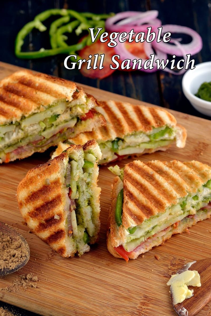Vegetable grilled sandwich recipe | Mumbai veg grilled sandwich | | Tarla Dalal