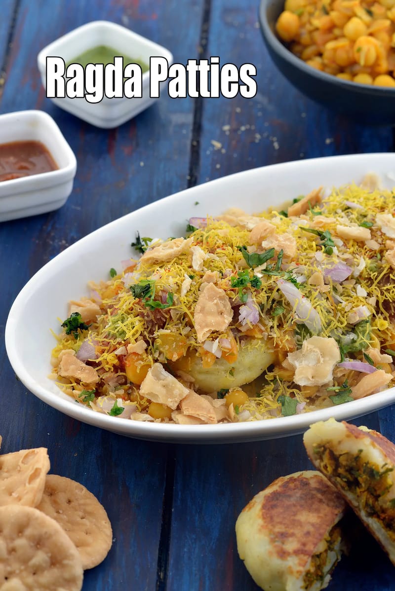 Gujarati ragda patties recipe | Gujarati style ragda pattice | stuffed potato patties in dry peas curry | | Tarla Dalal