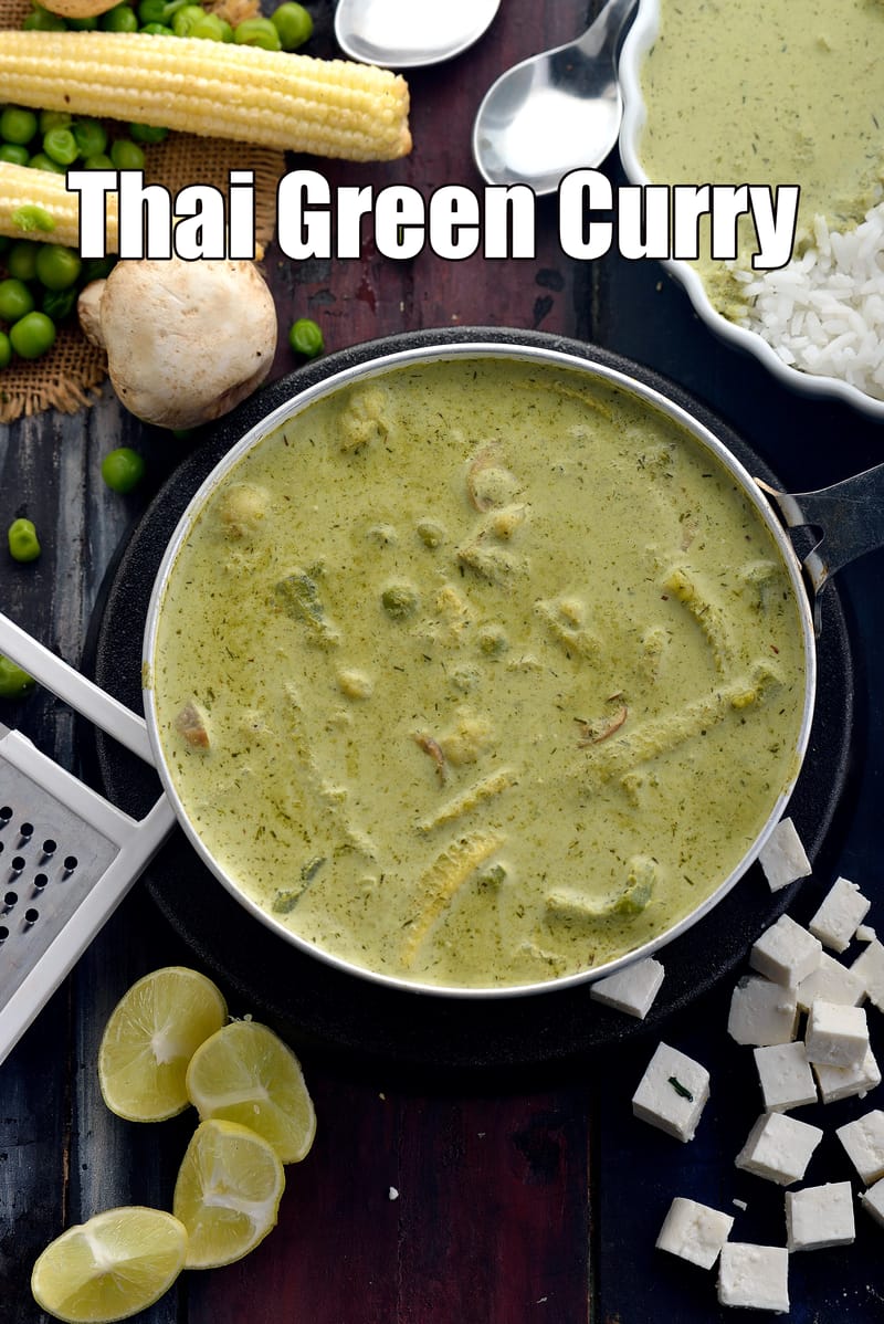 Vegetarian Thai green curry recipe | Indian style Thai green curry | | Tarla Dalal