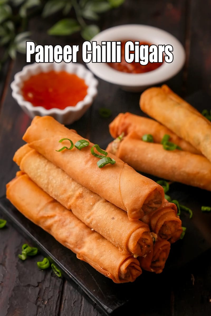 Paneer chilli cigars recipe | how to make chilli paneer cigars | easy Indian paneer snacks | party starter | | Tarla Dalal