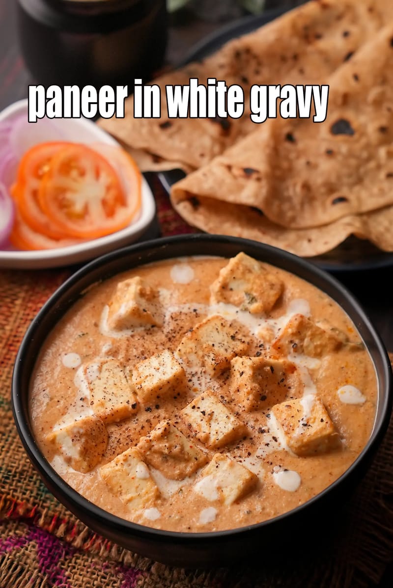 Paneer in white gravy recipe | Mughlai paneer in white gravy | | Tarla Dalal
