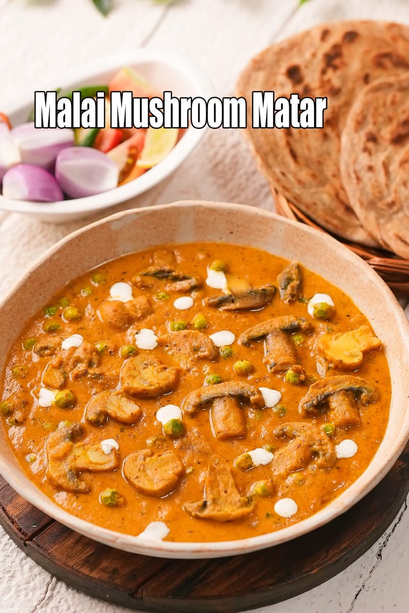 Malai Mushroom Matar | Tarla Dalal