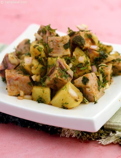 Aloo Kand Chaat ( Microwave Recipe) | Tarla Dalal