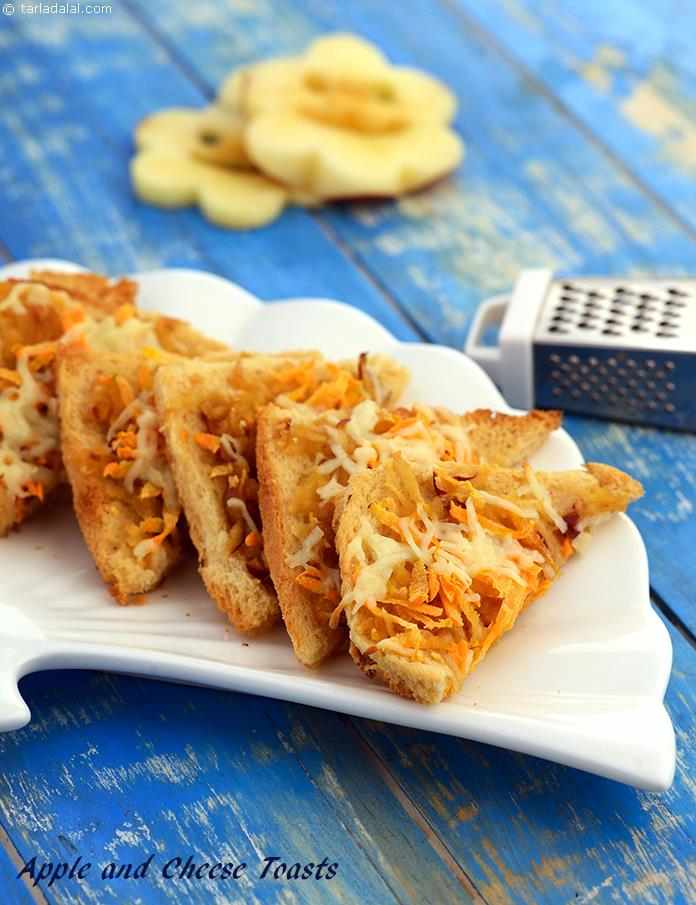 Apple and Cheese Toasts | Tarla Dalal