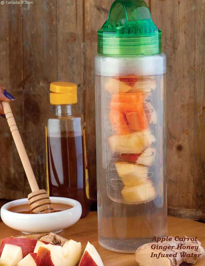 Apple Carrot Ginger Honey Infused Water | Tarla Dalal