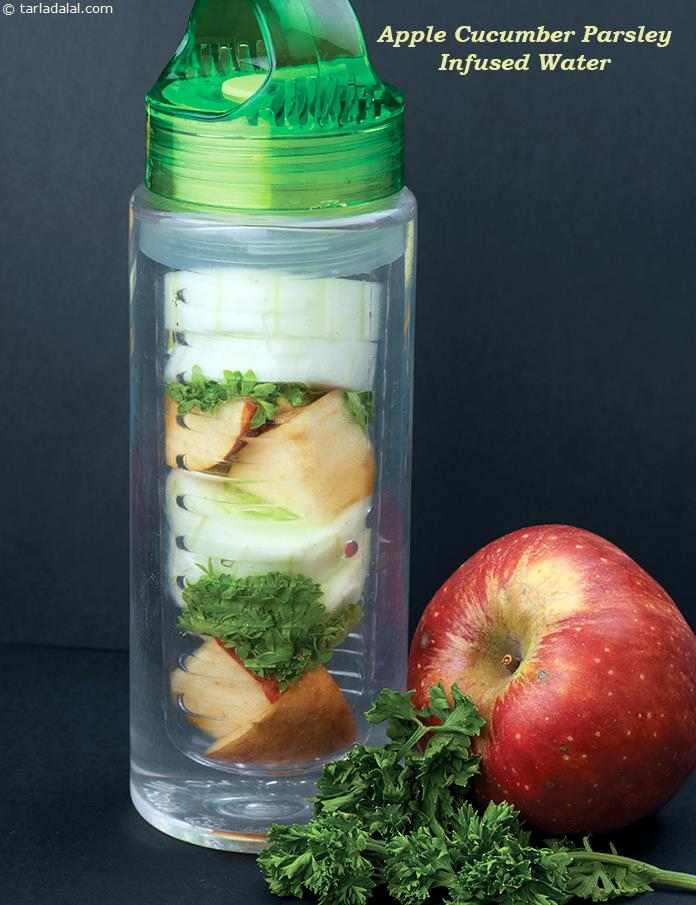Apple Cucumber Parsley Infused Water | Tarla Dalal