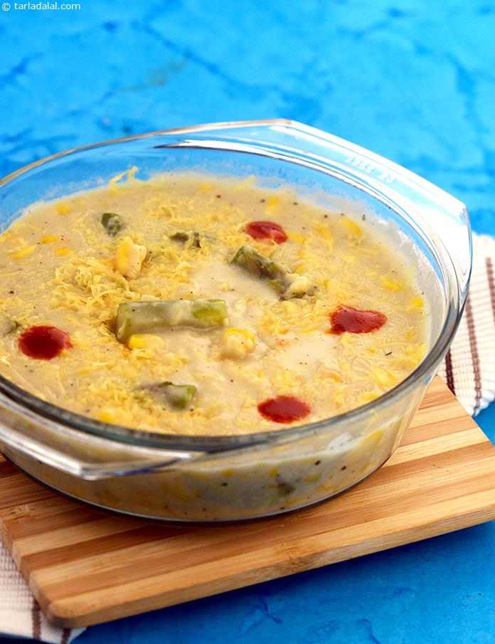 Asparagus and Corn Augratin | Tarla Dalal