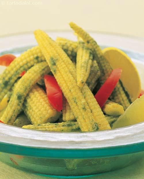 Baby Corn Phudina ( Healthy Starter Recipe ) | Tarla Dalal