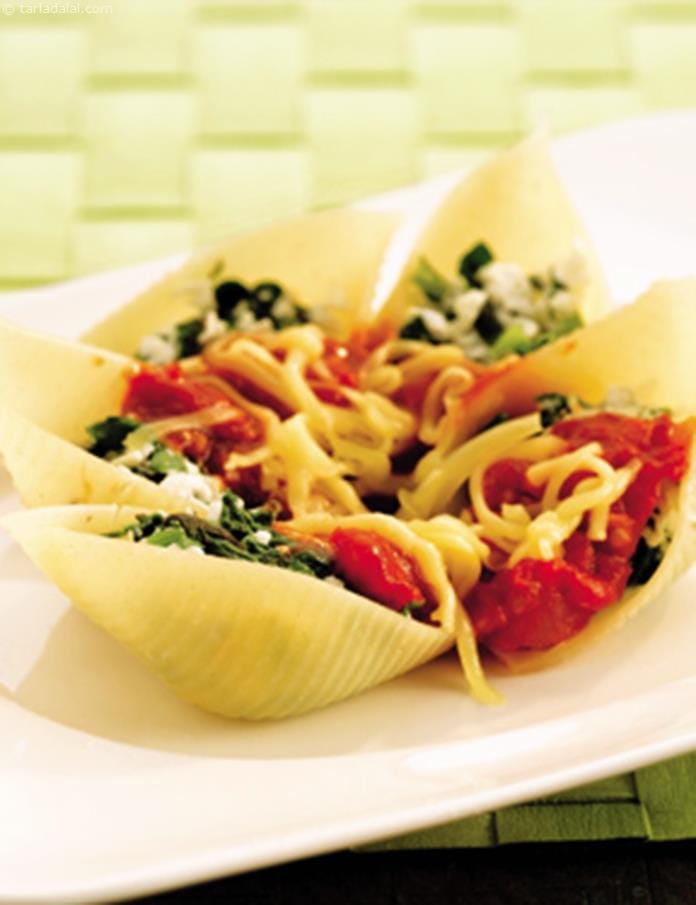 Baked Pasta Shells | Tarla Dalal