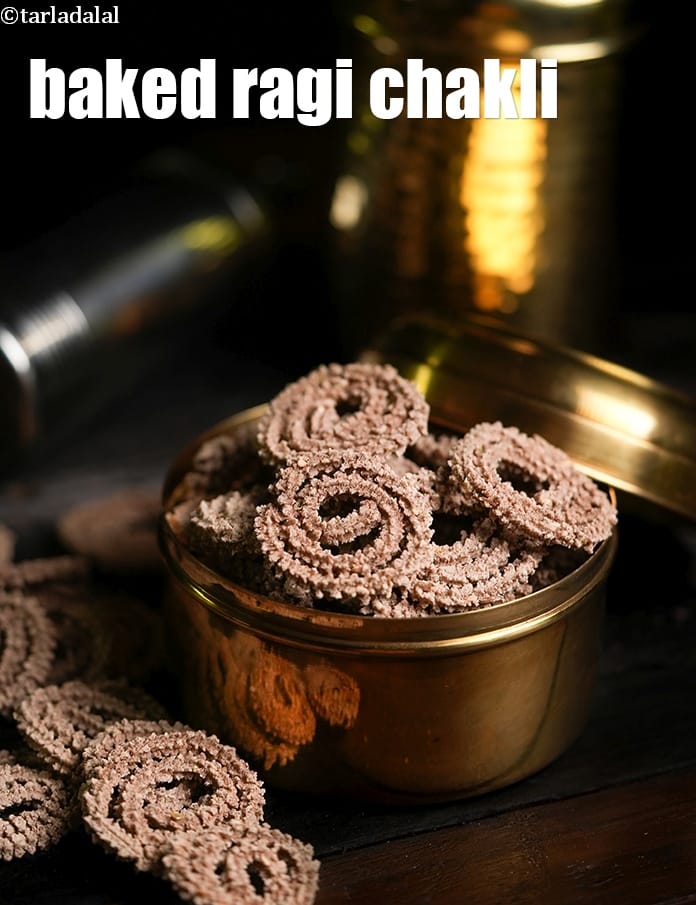 Baked ragi chakli recipe | healthy Indian ragi murukku | non fried ragi oats chakli | | Tarla Dalal