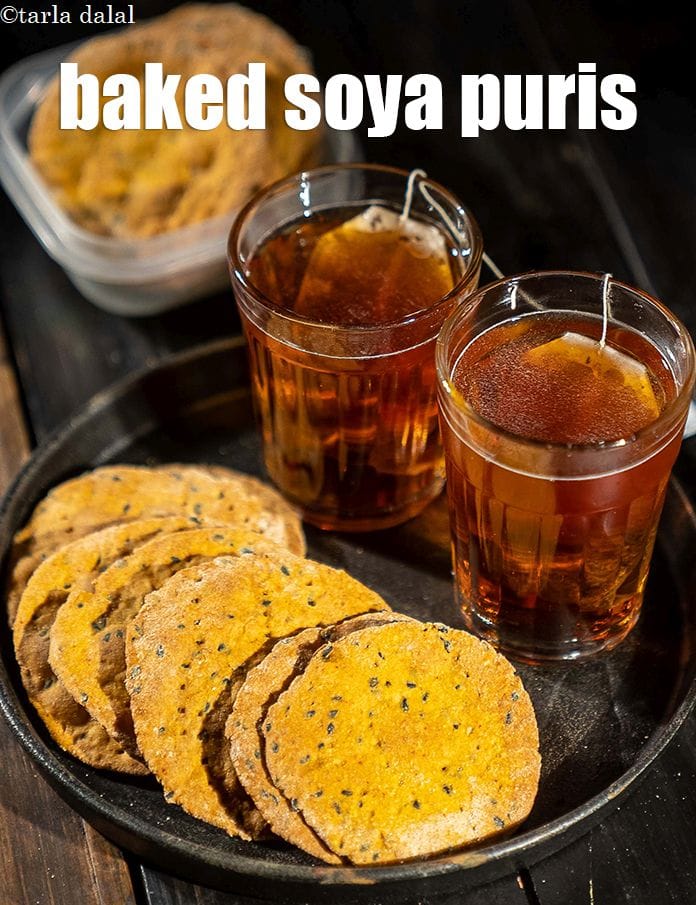 Baked soya puris recipe | soya til crispies | healthy soya baked sesame seeds puris | | Tarla Dalal