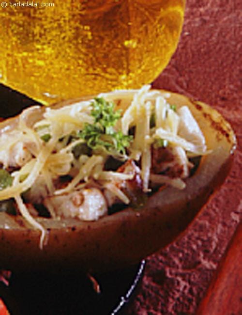 Stuffed Potatoes with Creamy Mushroom recipe, Mexican Recipes | Tarla Dalal