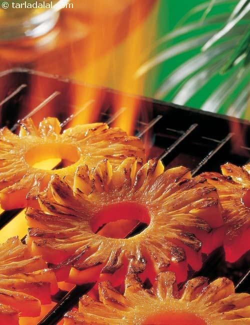 Barbequed Pineapple Slices | Tarla Dalal