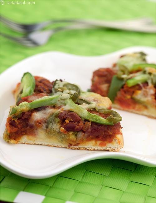 Bean and Capsicum Pizza | Tarla Dalal