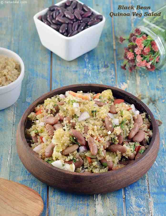 Black Bean Quinoa Veg Salad | Tarla Dalal