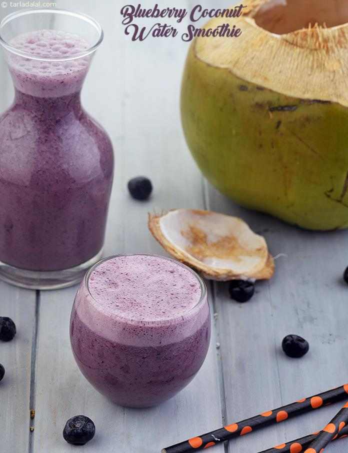 Blueberry Coconut Water Smoothie, 3 Ingredient Smoothie | Tarla Dalal