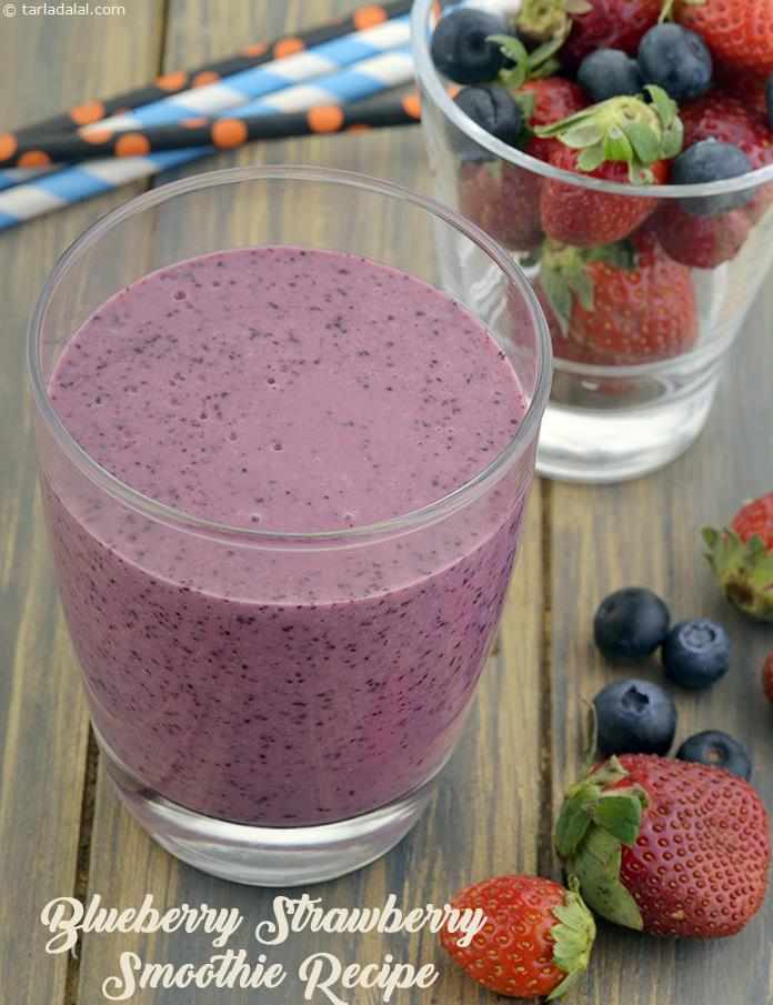 Blueberry Strawberry Smoothie Recipe | Tarla Dalal