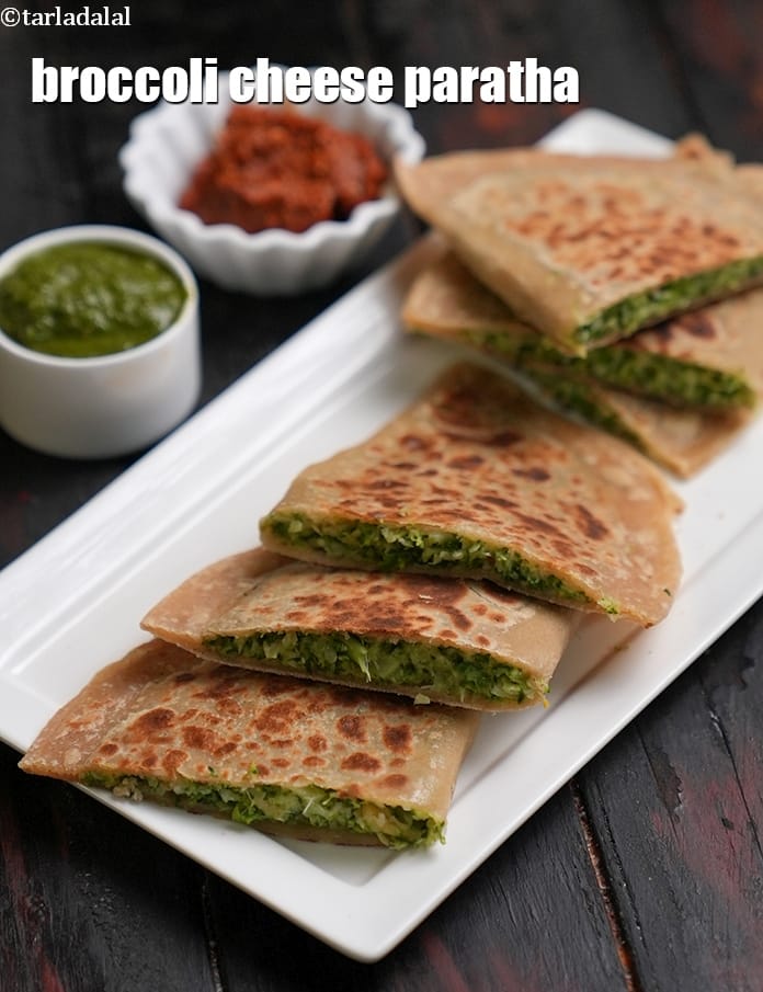Broccoli cheese paratha recipe | cheesy broccoli stuffed paratha | spiced broccoli and cheese flatbread | | Tarla Dalal