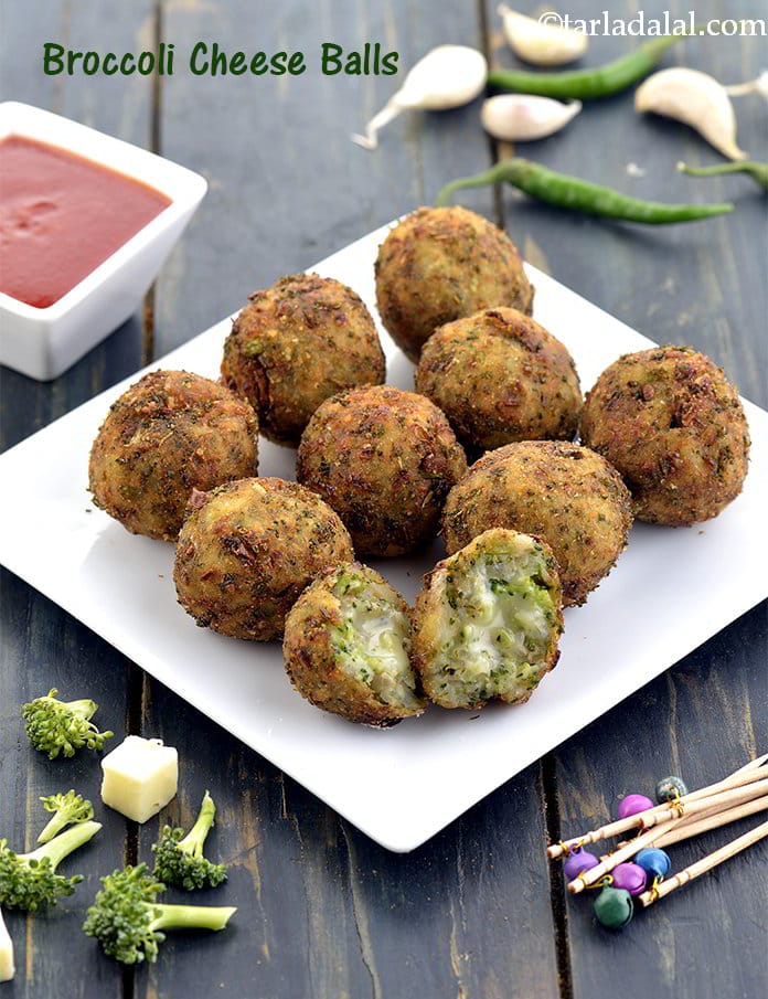 Broccoli cheese balls recipe | broccoli cheese bites | Indian cheesy broccoli balls without egg | Indian party starter | | Tarla Dalal