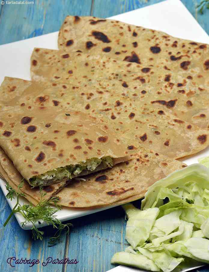 Cabbage paratha recipe | patta gobhi paratha | healthy Indian cabbage roti | | Tarla Dalal