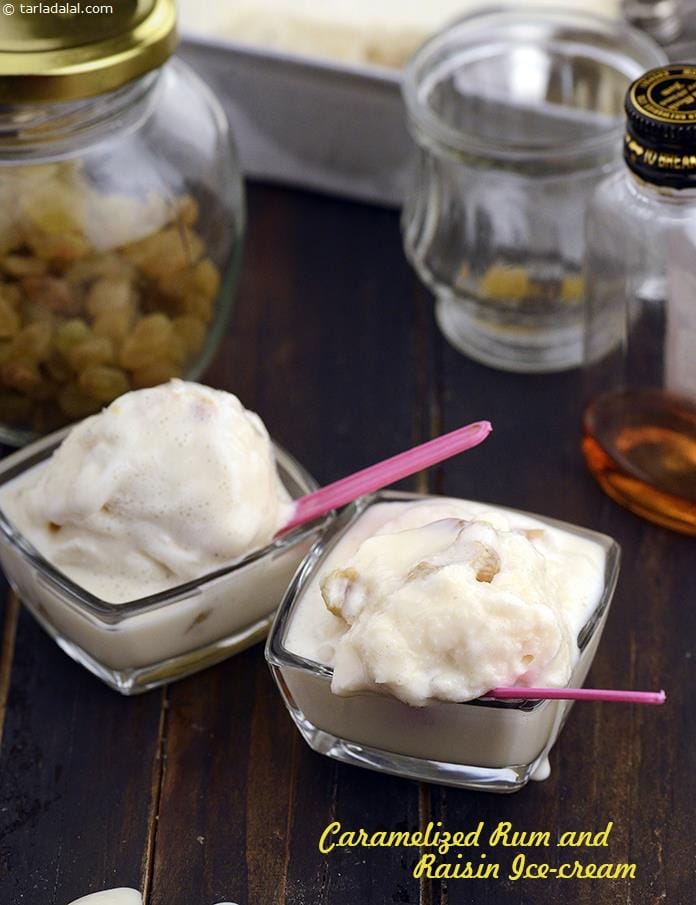 Caramelized Rum and Raisin Ice-cream | Tarla Dalal