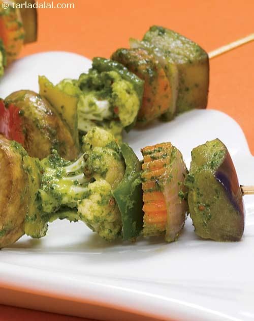 Charmoula Vegetable Satay ( Healthy Starter Recipe ) | Tarla Dalal