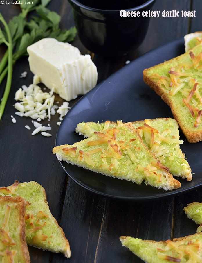 Cheese Celery Garlic Toast | Tarla Dalal