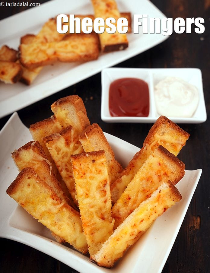 Cheese fingers recipe | Indian style cheesy bread fingers | 5 minute snacks | | Tarla Dalal