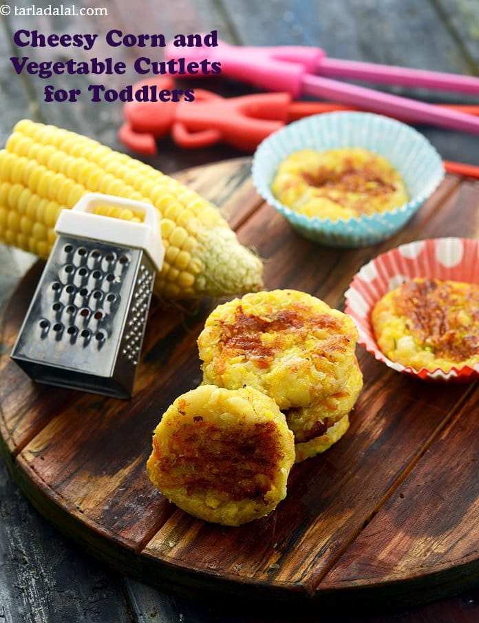 Cheesy corn vegetable cutlets for toddlers | vegetable cheese cutlets | sweet corn, potato, cheese cutlet for toddlers | how to make cheese vegetable cutlet for kids | | Tarla Dalal