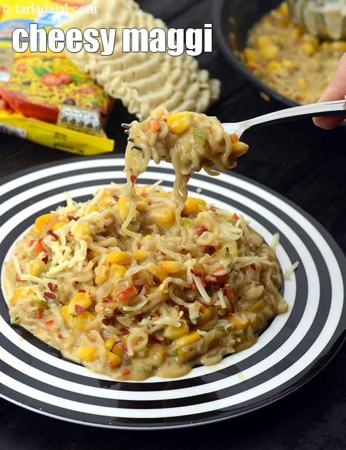 Cheesy Maggi recipe | Indian chilli cheese Maggi | street style cheese masala Maggi | Tarla Dalal