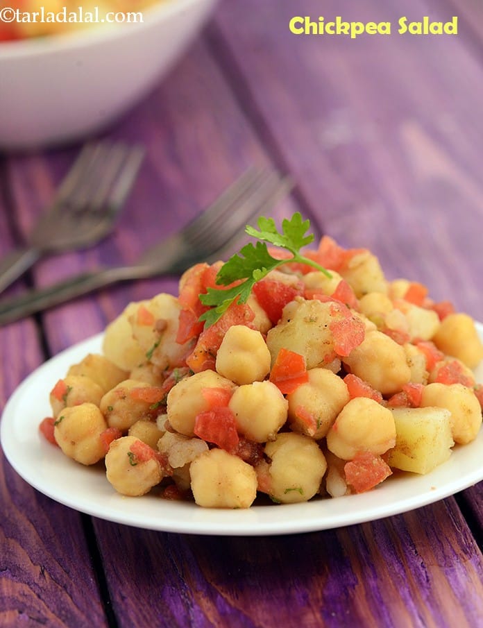 Chickpea salad | chickpea chaat | chickpea salad with potatoes | | Tarla Dalal