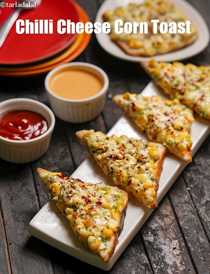 Chilli cheese corn toast recipe | corn cheese bread toast | cheese chilli corn toast | | Tarla Dalal