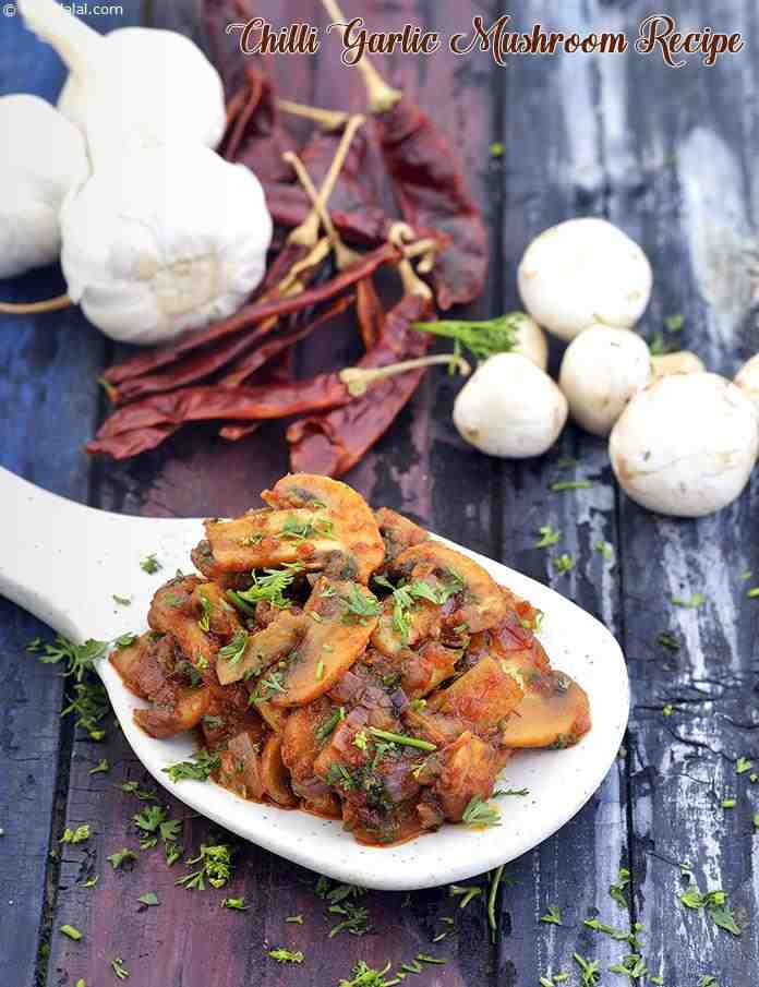 Chilli Garlic Mushroom Recipe, Indian Style | Tarla Dalal