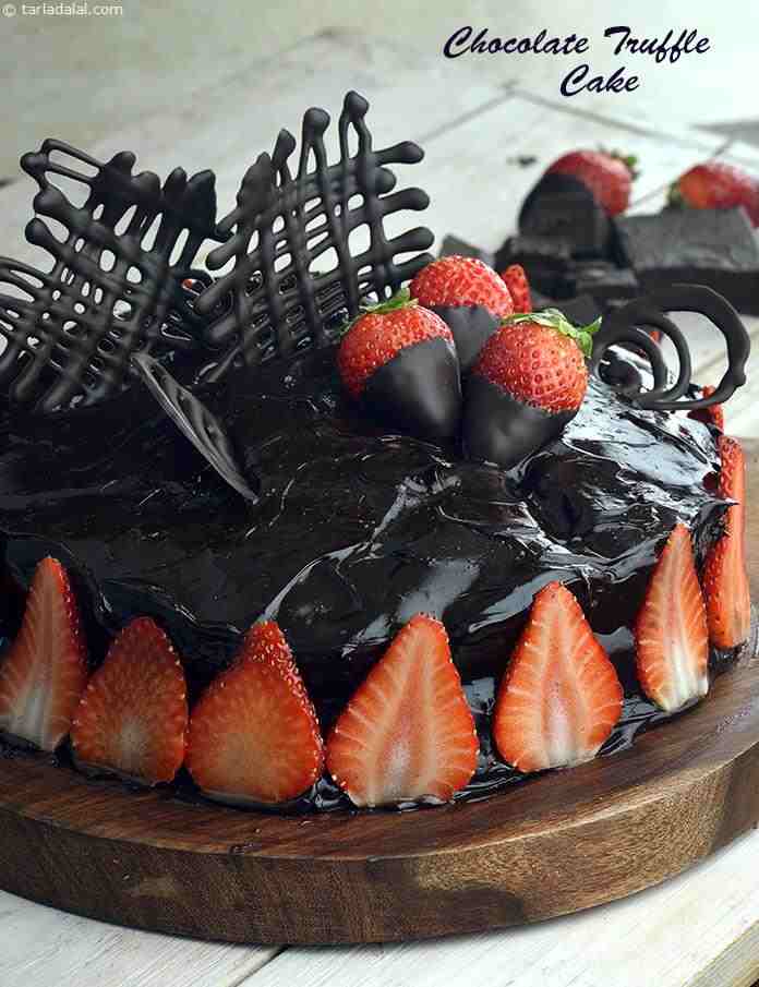 Chocolate Truffle Cake, Cake Recipe, Eggless Chocolate Dessert | Tarla Dalal