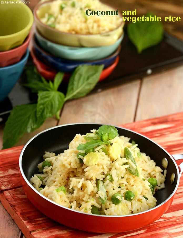 Coconut and Vegetable Rice | Tarla Dalal