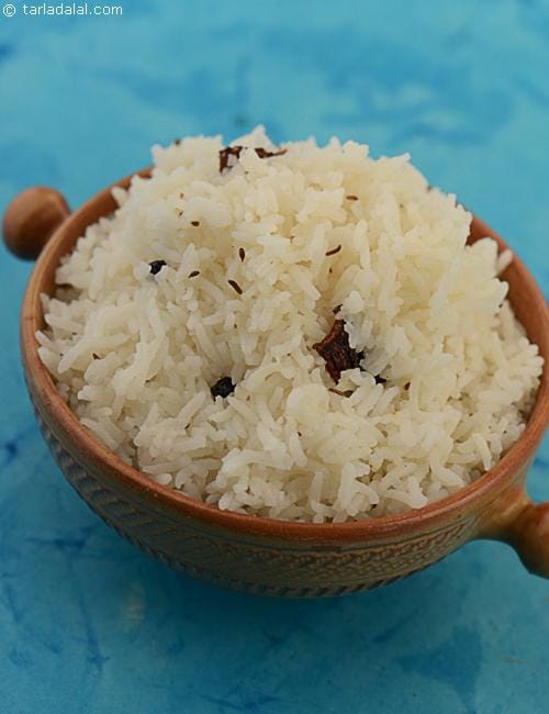 Cooked Rice  (  Low Salt Recipe) | Tarla Dalal