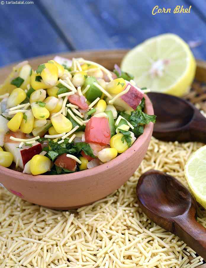 Corn Bhel ( Healthy Snacks For Kids) | Tarla Dalal